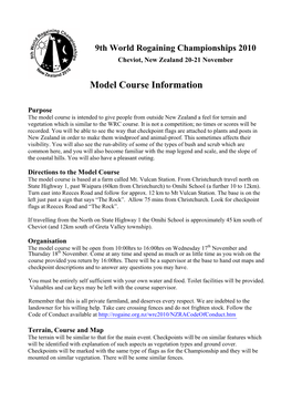 Information on the Model Course
