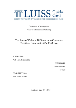 The Role of Cultural Differences in Consumer Emotions: Neuroscientific Evidence