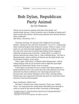 Bob Dylan, Republican Party Animal by Con Chapman