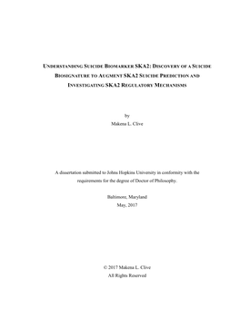 By Makena L. Clive a Dissertation Submitted to Johns Hopkins University in Conformity with the Requirements for the Degree of Do