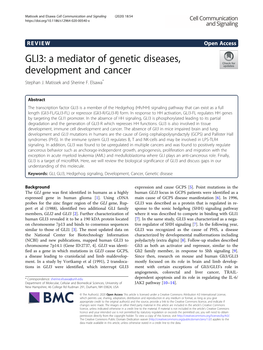 GLI3: a Mediator of Genetic Diseases, Development and Cancer Stephan J