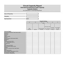 Circuit Capacity Report International Submarine Cable Capacity Capacity Holders As of December 31 of the Reporting Period