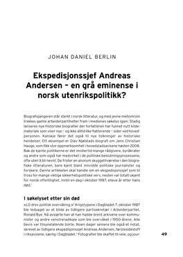 Ekspedisjonssjef Andreas Andersen – En Grå Eminense I Norsk Utenrikspolitikk?
