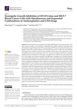 Synergistic Growth Inhibition of HT-29 Colon and MCF-7 Breast Cancer Cells with Simultaneous and Sequential Combinations of Antineoplastics and CNS Drugs