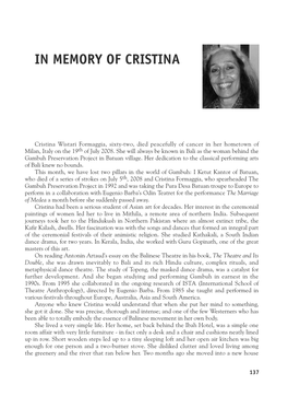 In Memory of Cristina