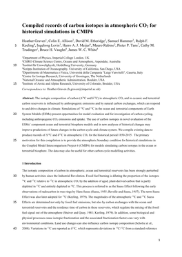 Compiled Records of Carbon Isotopes in Atmospheric CO2 for Historical Simulations in CMIP6