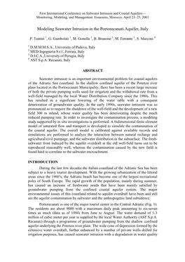 Modeling Seawater Intrusion in the Porto Recanati Aquifer, Italy