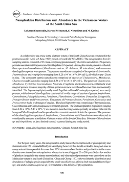 Nanoplankton Distribution and Abundance in the Vietnamese Waters of the South China Sea