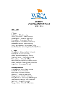 1998 – 1999 NGCA All-American Teams – Division I