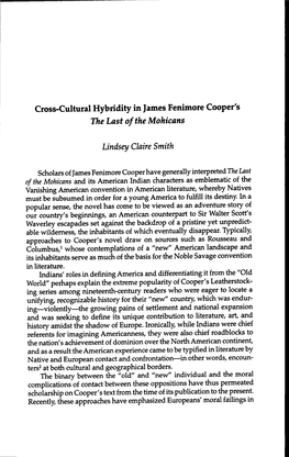 Cross-Cultural Hybridity in James Fenimore Cooper's the Last of the Mohicans