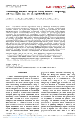 Ecophenotypy, Temporal and Spatial Idelity, Functional Morphology, and Physiological Trade-Offs Among Intertidal Bivalves