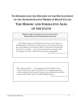 Topic:The Heroic and Formative Ages of the Faith