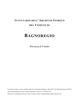 Inventario Dell'archivio Storico