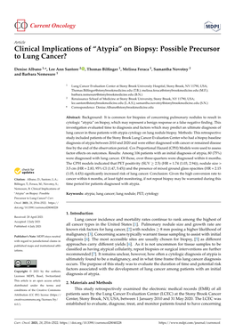 “Atypia” on Biopsy: Possible Precursor to Lung Cancer?