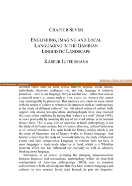 Chapter Seven Englishing, Imaging and Local