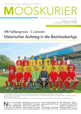 Vfb Hallbergmoos - C-Junioren Historischer Aufstieg in Die Bezirksoberliga