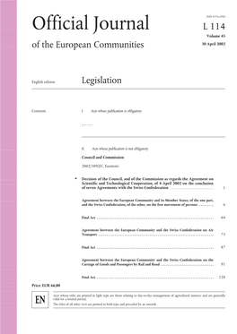 Official Journal L 114 Volume 45 of the European Communities 30 April 2002