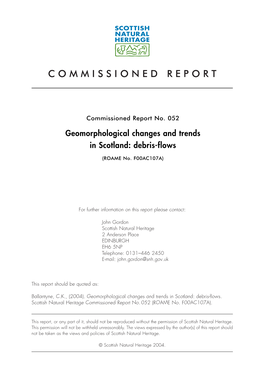 Geomorphological Changes and Trends in Scotland: Debris Flows