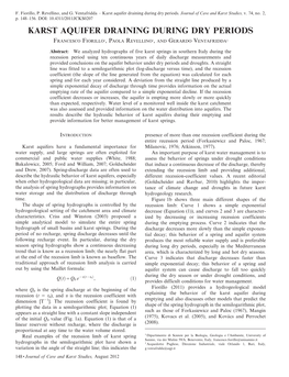 Karst Aquifer Draining During Dry Periods