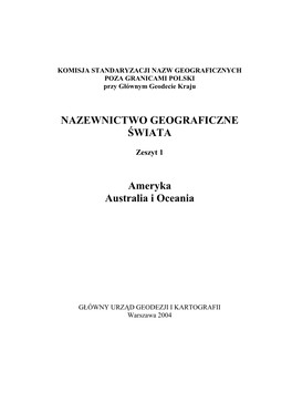 NAZEWNICTWO GEOGRAFICZNE ŚWIATA Ameryka Australia I Oceania