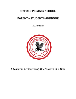 Oxford Primary School Parent – Student Handbook