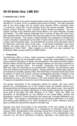 XII-35 Baltic Sea: LME #23
