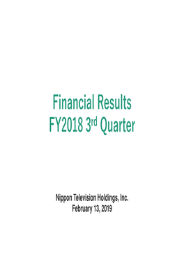 Financial Results FY2018 3Rd Quarter