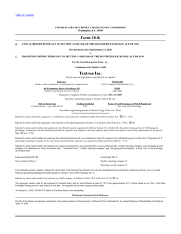 Form 10-K Textron Inc