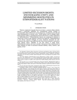 Limited Secession Rights: Encouraging Unity and Minimizing Hostilities in Ethnofederalist Nations