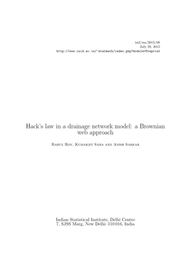 Hack's Law in a Drainage Network Model: a Brownian Web Approach