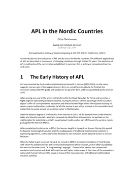 APL in the Nordic Countries