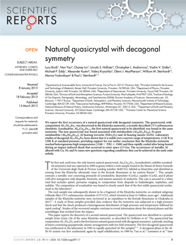 Natural Quasicrystal with Decagonal Symmetry