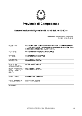 Provincia Di Campobasso CERTIFICATO DI PUBBLICAZIONE