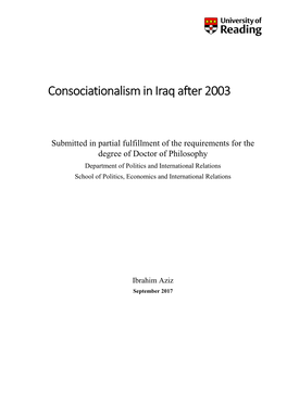 Consociationalism in Iraq After 2003