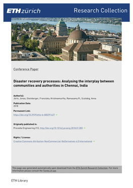 Disaster Recovery Processes: Analysing the Interplay Between Communities and Authorities in Chennai, India