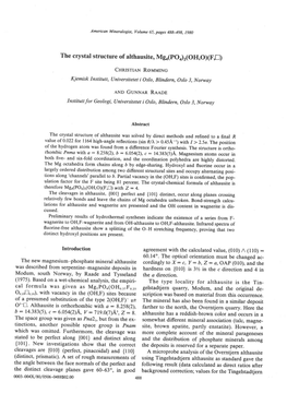 The Crystal Structure of Althausite, Mg.(Poj2(OH,O)(F,D)