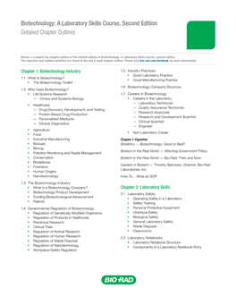 A Laboratory Skills Course, Second Edition Detailed Chapter Outlines