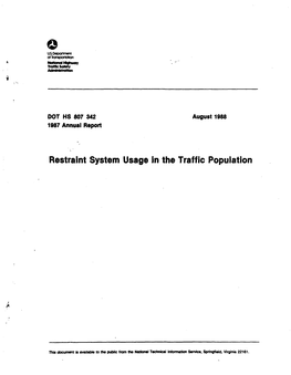 Restraint System Usage in the Traffic Population