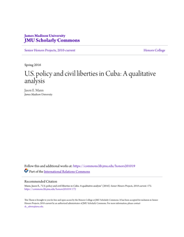 U.S. Policy and Civil Liberties in Cuba: a Qualitative Analysis Jason E