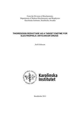 Thioredoxin Reductase As a Target Enzyme for Electrophilic Anticancer Drugs