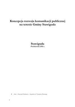 Koncepcja Rozwoju Komunikacji Publicznej Na Terenie Gminy Stawiguda