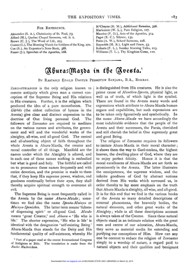 Ahura=Mazda in the Avesta.1 by RASTAMJI EDALJI DASTUR PESHOTUN SANJANA, B.A., BOMBAY