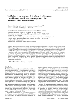 Validation of Age and Growth in a Long-Lived Temperate Reef Fish Using