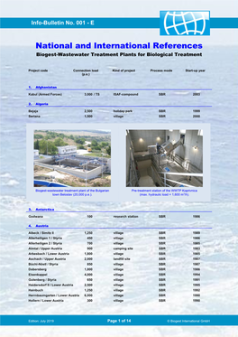 National and International References Biogest-Wastewater Treatment Plants for Biological Treatment