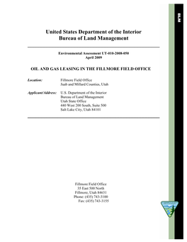 United States Department of the Interior Bureau of Land Management ______