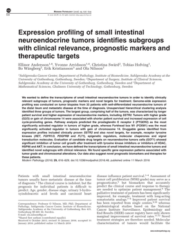 Expression Profiling of Small Intestinal Neuroendocrine Tumors Identifies