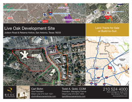 Live Oak Development Site Land Tracts for Sale Or Build-To-Suit Judson Road & Retama Hollow, San Antonio, Texas 78233