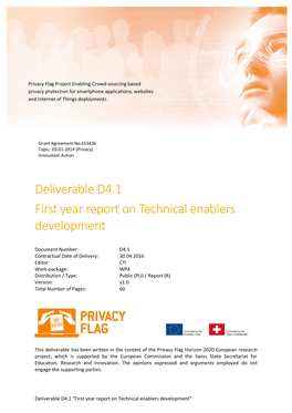 First Year Report on Technical Enablers Development