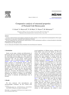 Comparative Analysis of Structural Properties of Portunid Crab Hemocyanin