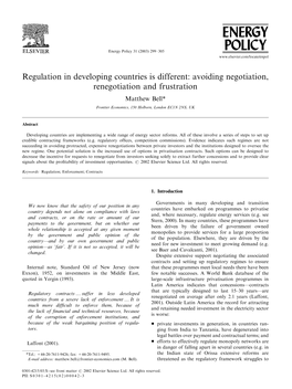 Regulation in Developing Countries Is Different: Avoiding Negotiation